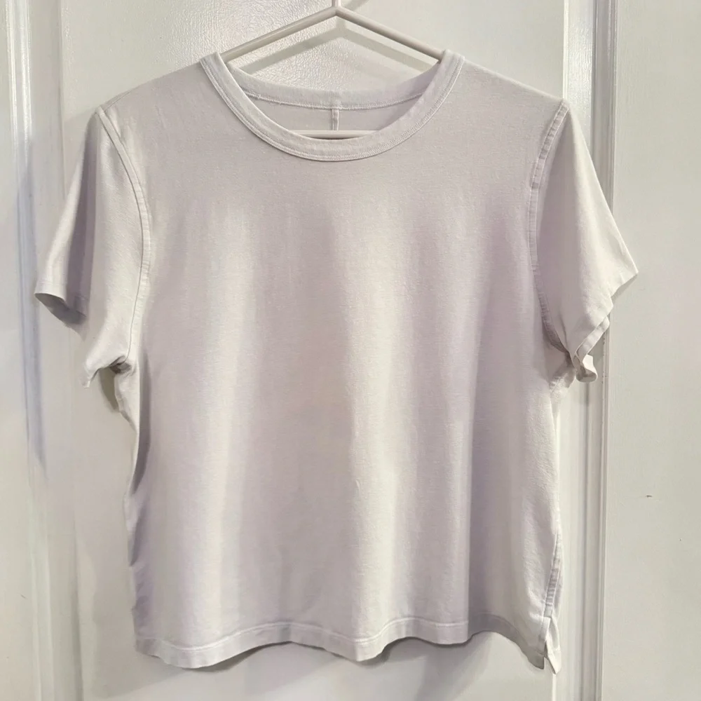 Lululemon Classic-Fit Cotton-Blend T-Shirt Cropped Short Sleeve White
